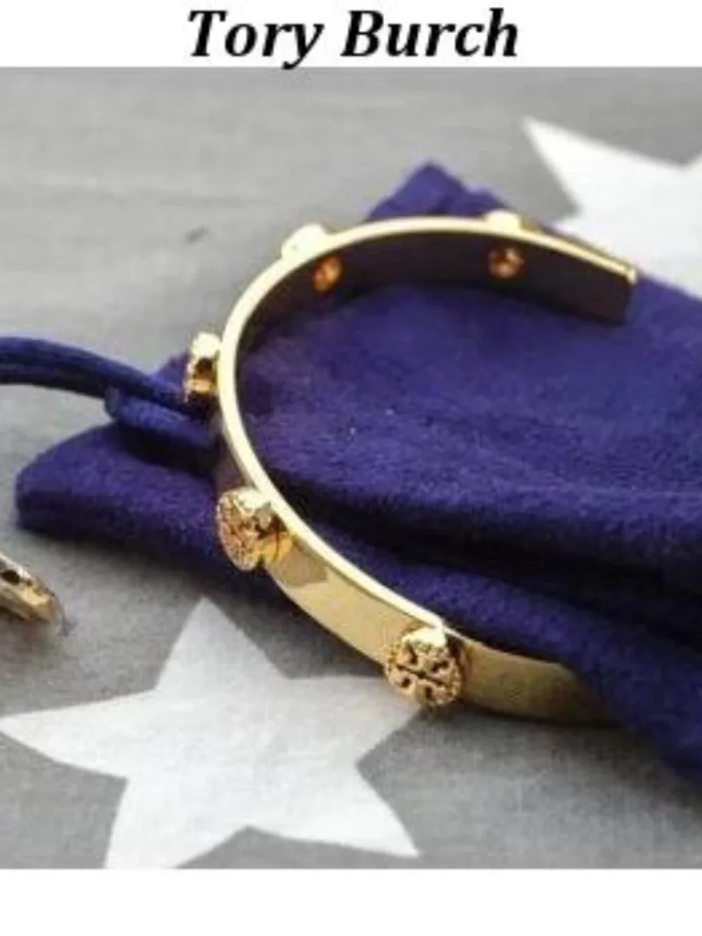Tory Burch 18k Gold Studded Cuff Open Bracelet